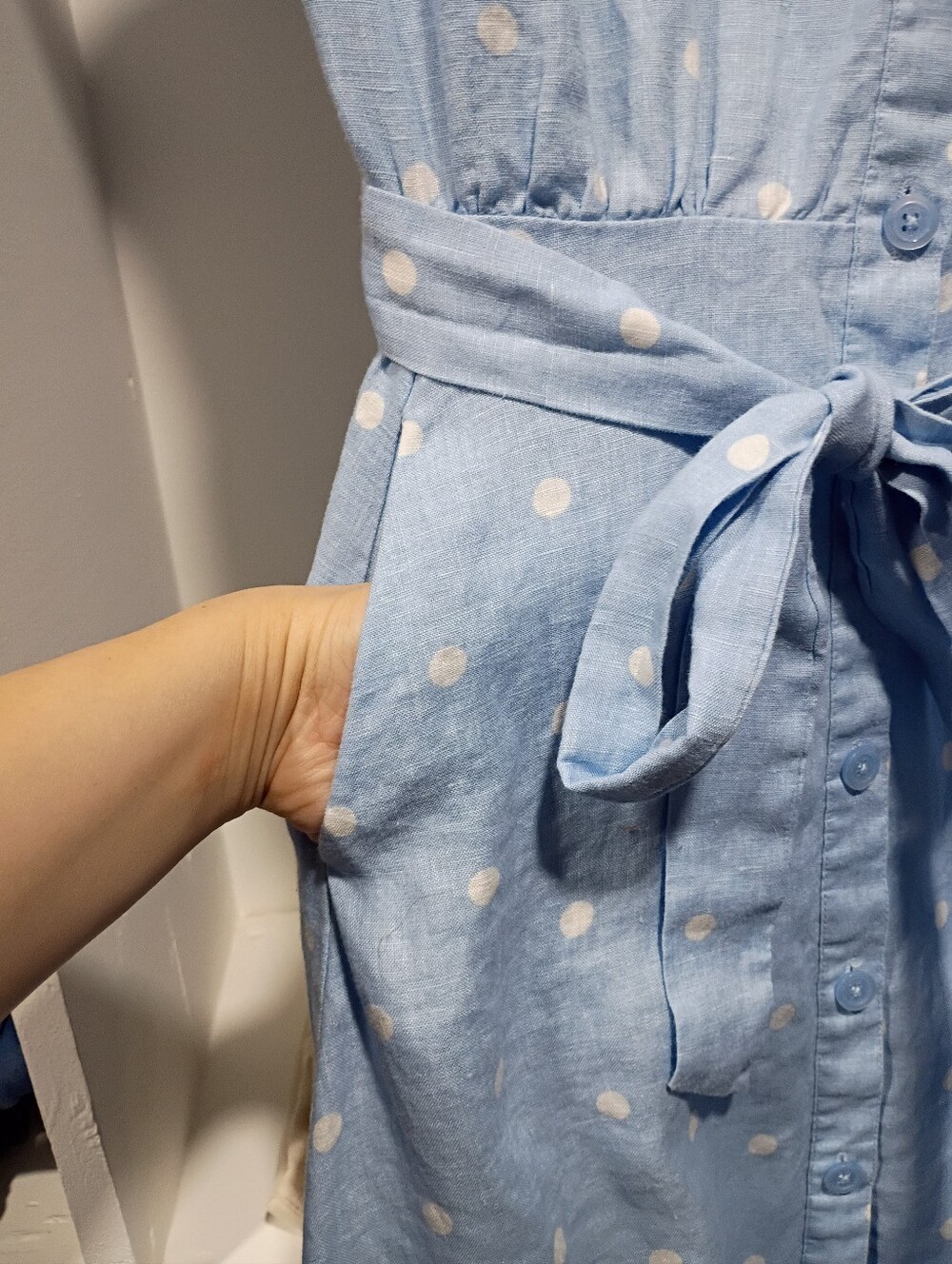 Joules 100% Linen Polka Dot Dress - Picture 3 of 10
